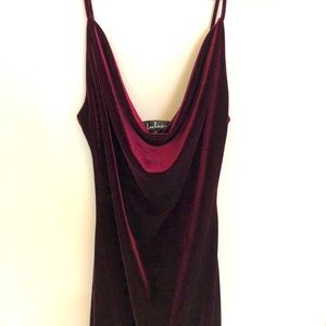 GORG WINE RED LULU’S COWL NECK MIDI DRESS